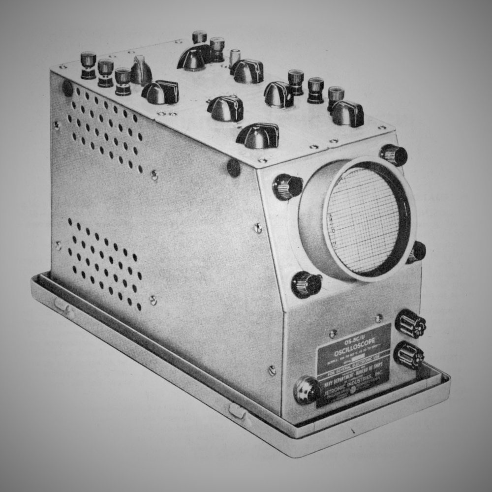 A vintage military oscilloscope, rebuilt as a synthesizer